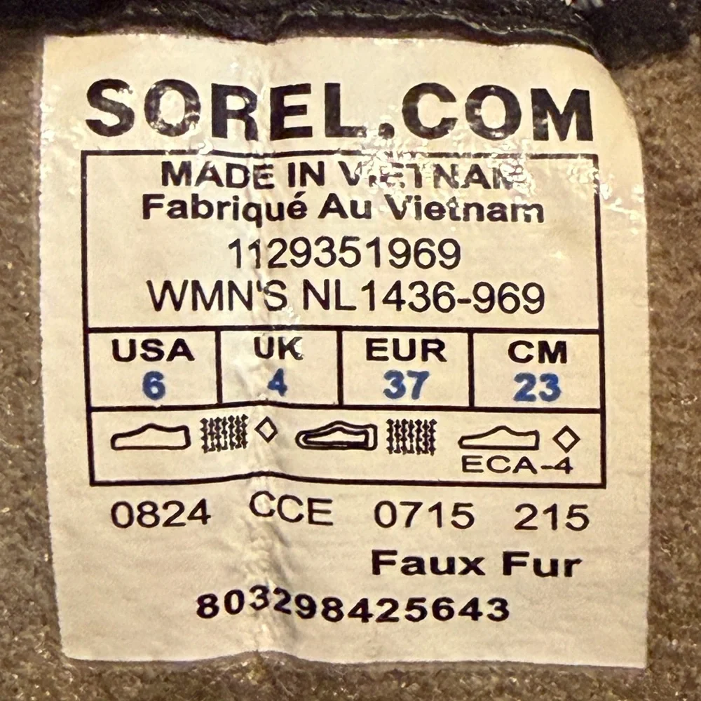 Sorel Women's Cumberland Olive Green‎ and Black Snow Boots w/Shearling Cuff Sz 6
